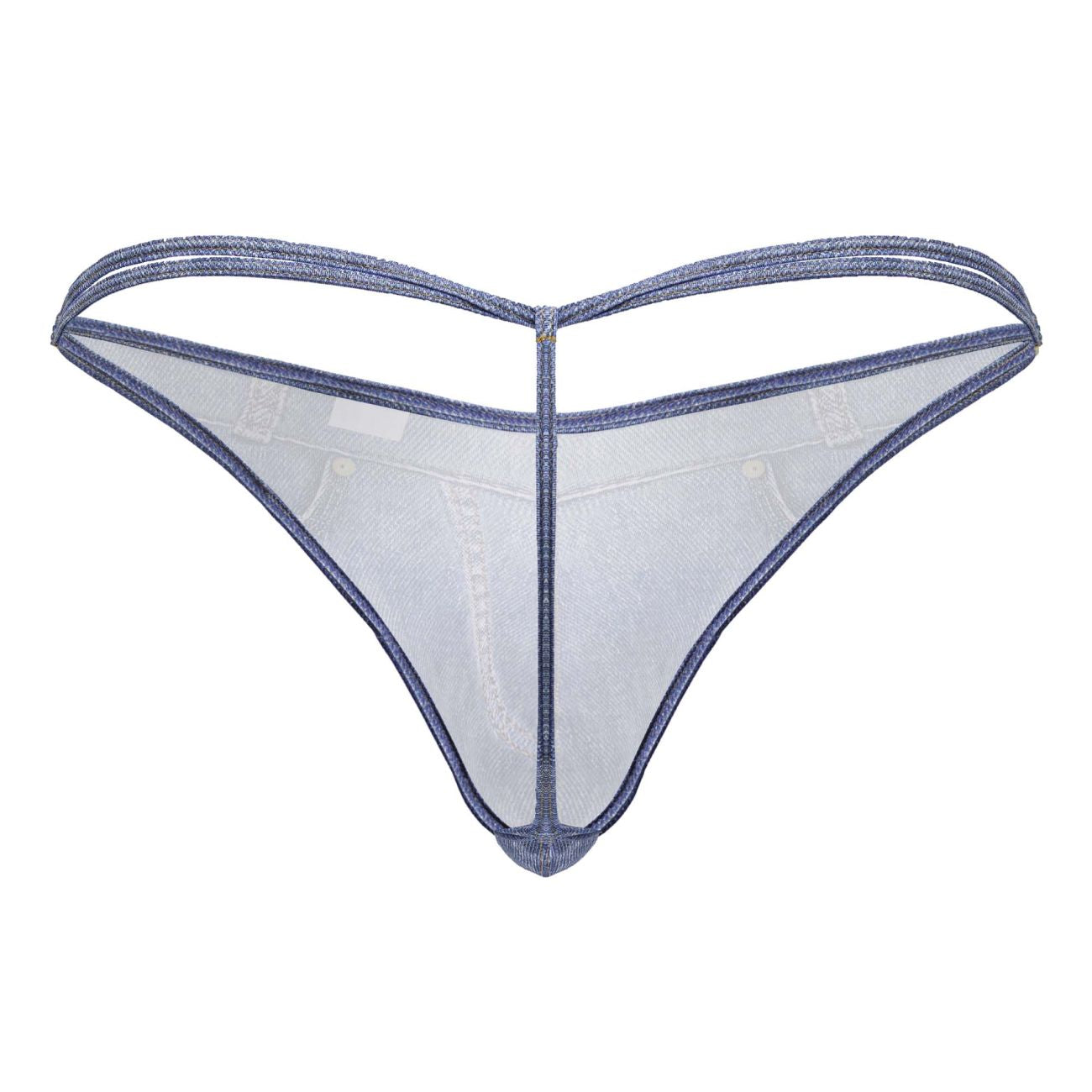 CandyMan 99899 cowboy thong in sheer lavender mesh with glittery texture and reinforced edges