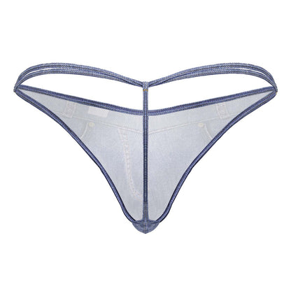 CandyMan 99899 cowboy thong in sheer lavender mesh with glittery texture and reinforced edges