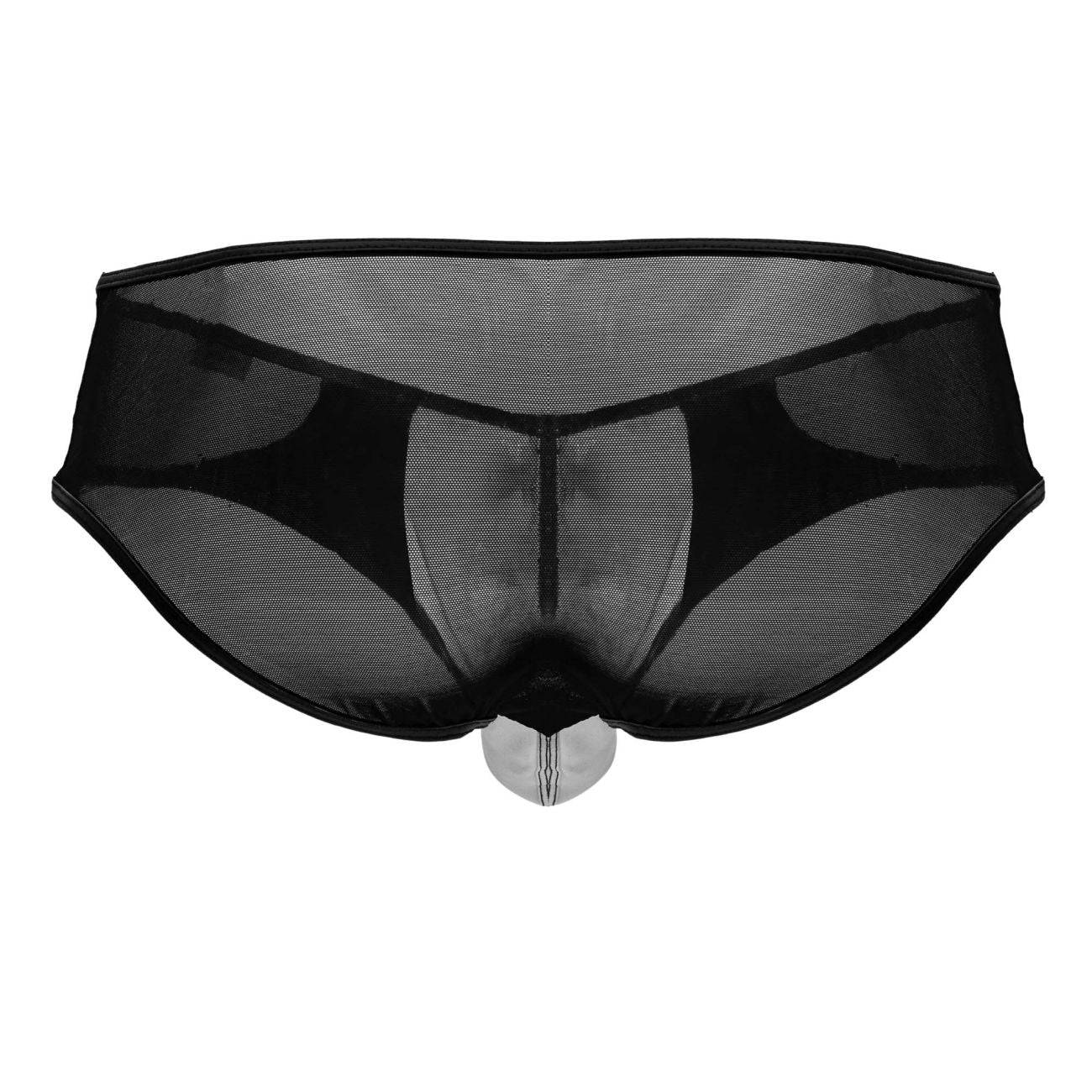 CandyMan 99919 tuxedo briefs black white men’s sheer mesh underwear with transparent plastic front panel