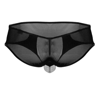 CandyMan 99919 tuxedo briefs black white men’s sheer mesh underwear with transparent plastic front panel