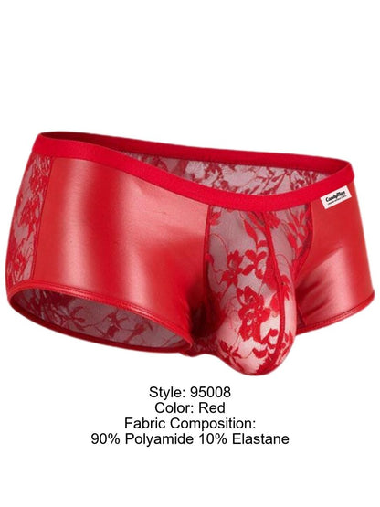CandyMan 95008 Men's Underwear Seductive Lace Trunks Color Red