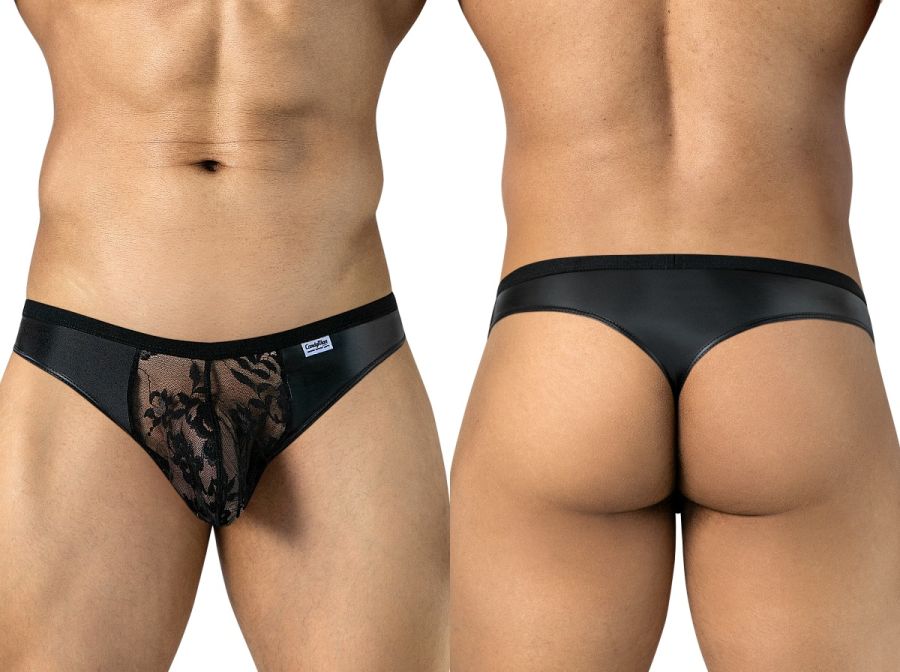 CandyMan 95009 Herren-Unterwäsche, verführerische Spitzen-Tangas, Farbe Schwarz
