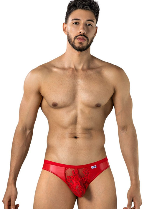 CandyMan 95009 Men's Underwear Seductive Lace Thongs Color Red