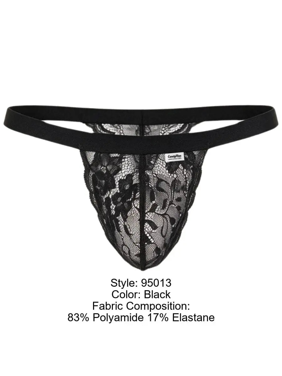 CandyMan 95013 Herrenunterwäsche verführerische Spitzen-Tangas Farbe Schwarz