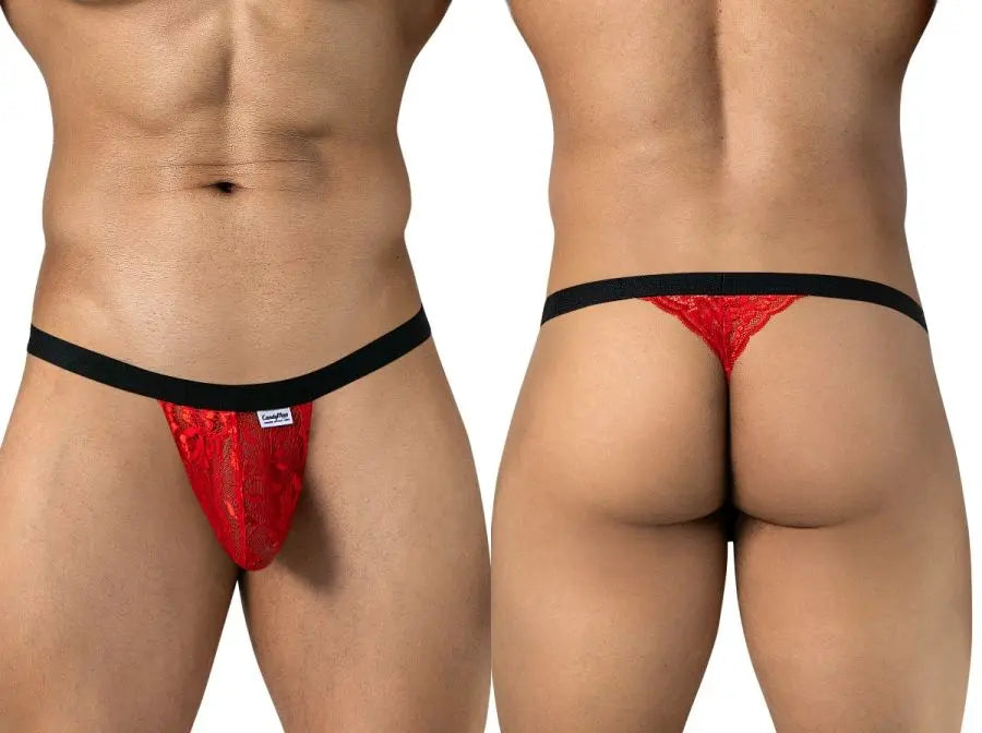 CandyMan 95013 Herrenunterwäsche verführerische Spitzen-Tangas Farbe Rot-Schwarz