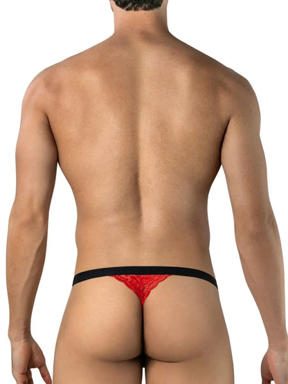 CandyMan 95013 Herrenunterwäsche verführerische Spitzen-Tangas Farbe Rot-Schwarz