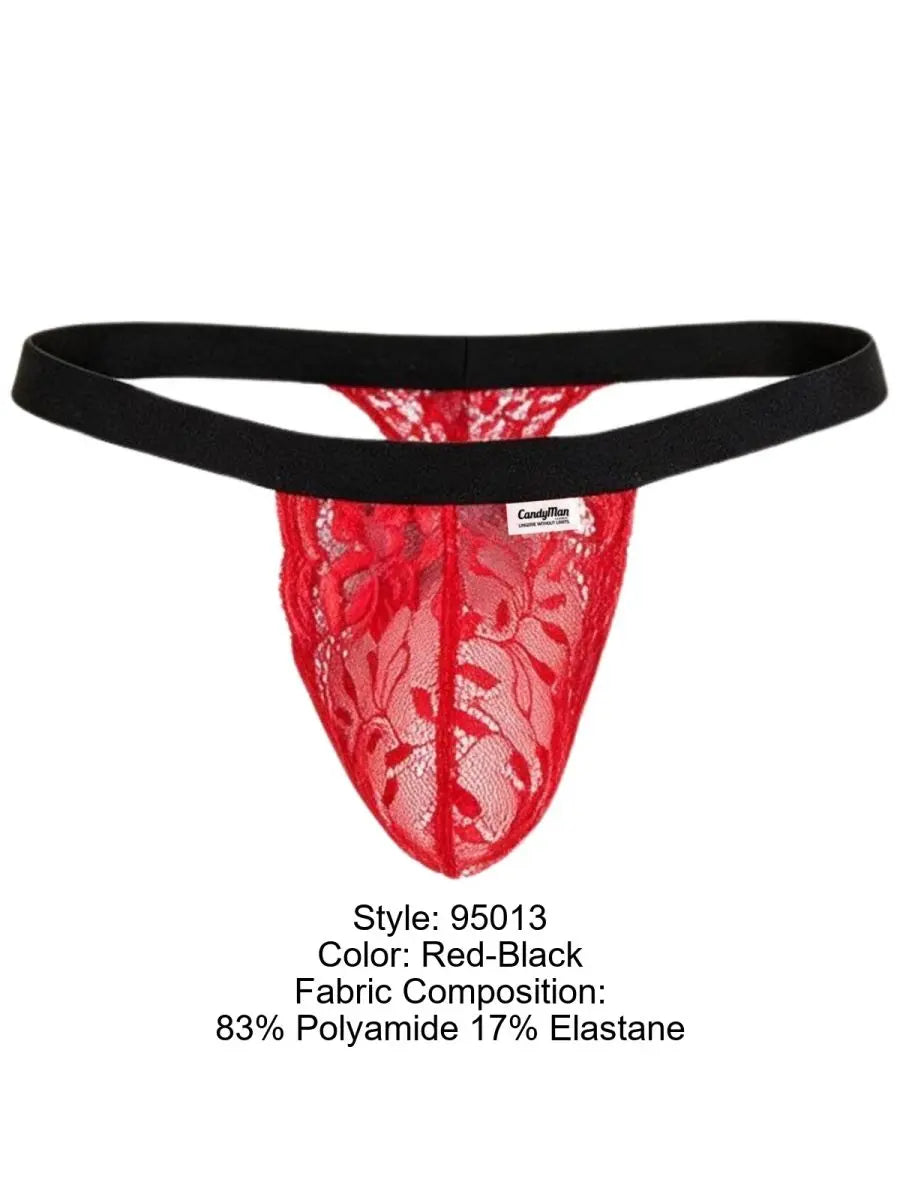 CandyMan 95013 Herrenunterwäsche verführerische Spitzen-Tangas Farbe Rot-Schwarz