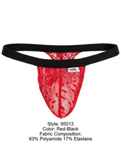 CandyMan 95013 Herrenunterwäsche verführerische Spitzen-Tangas Farbe Rot-Schwarz