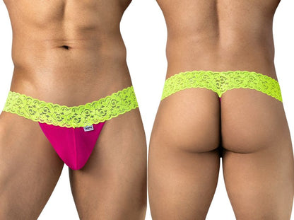 CandyMan 95015 Herrenunterwäsche Reizvolle Spitzen-Tangas Farbe Hot Pink-Gelb