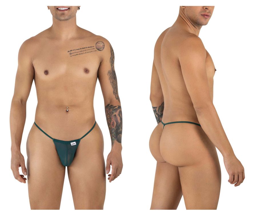 CandyMan 9586 G-String Color Bottle Green Mesh - SeductiveUtopia.net
