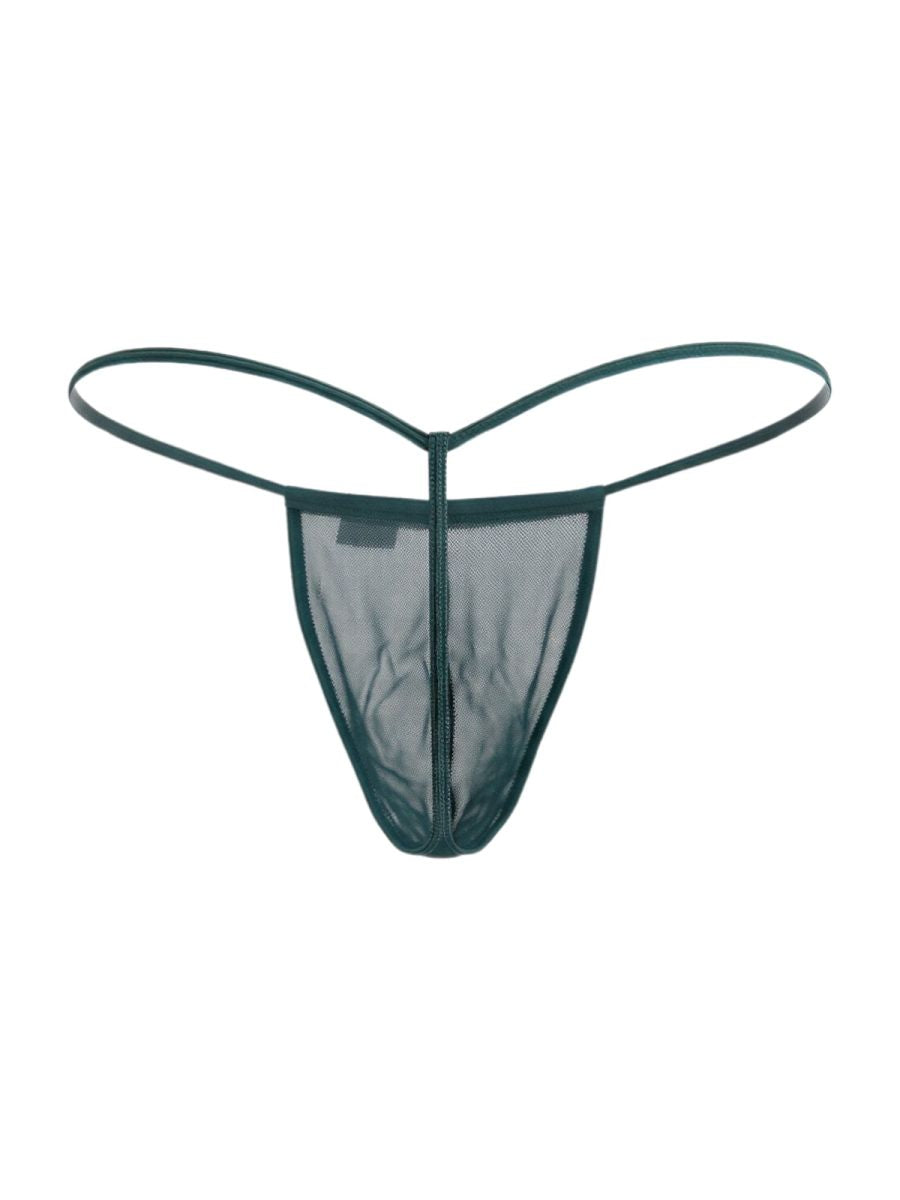 CandyMan 9586 G-String Color Bottle Green Mesh - SeductiveUtopia.net