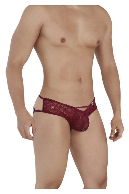 CandyMan 99535 Herren Unterwäsche Jockstrap mit Schleife und Spitze, Farbe Burgund