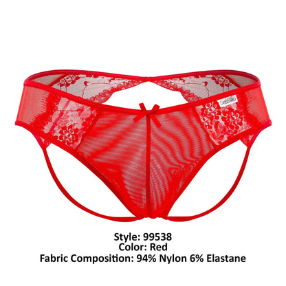 CandyMan 99538 Sous-vêtements Homme Jockstrap Dentelle Maille Couleur Rouge