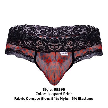 CandyMan Men's Underwear 99596 Mesh-Lace Thongs Color Leopard Print