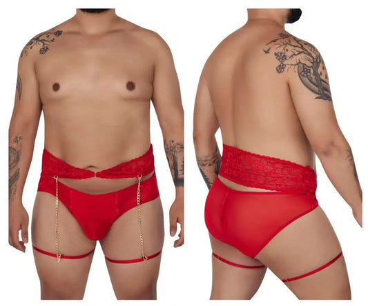 Slip-Jarretière Homme CandyMan 99703X Deux Pièces Couleur Rouge