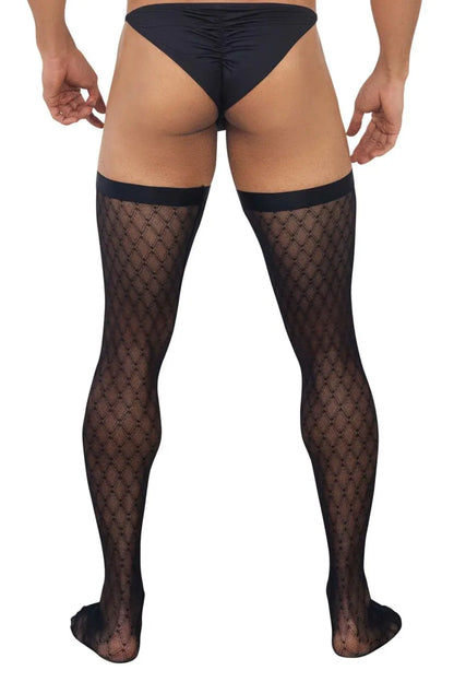Caleçons pour hommes CandyMan 99735 Thigh Highs en maille Couleur Noir