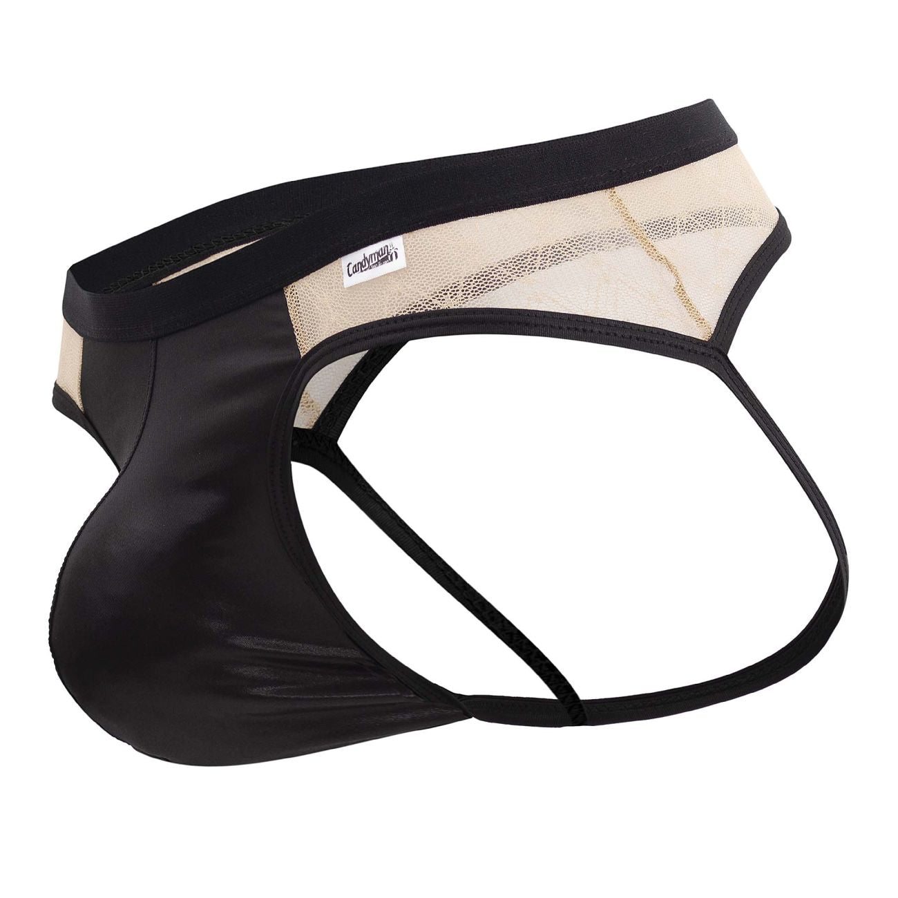 CandyMan 99763 Jockstrap aus Spitze, Farbe Nude-Schwarz