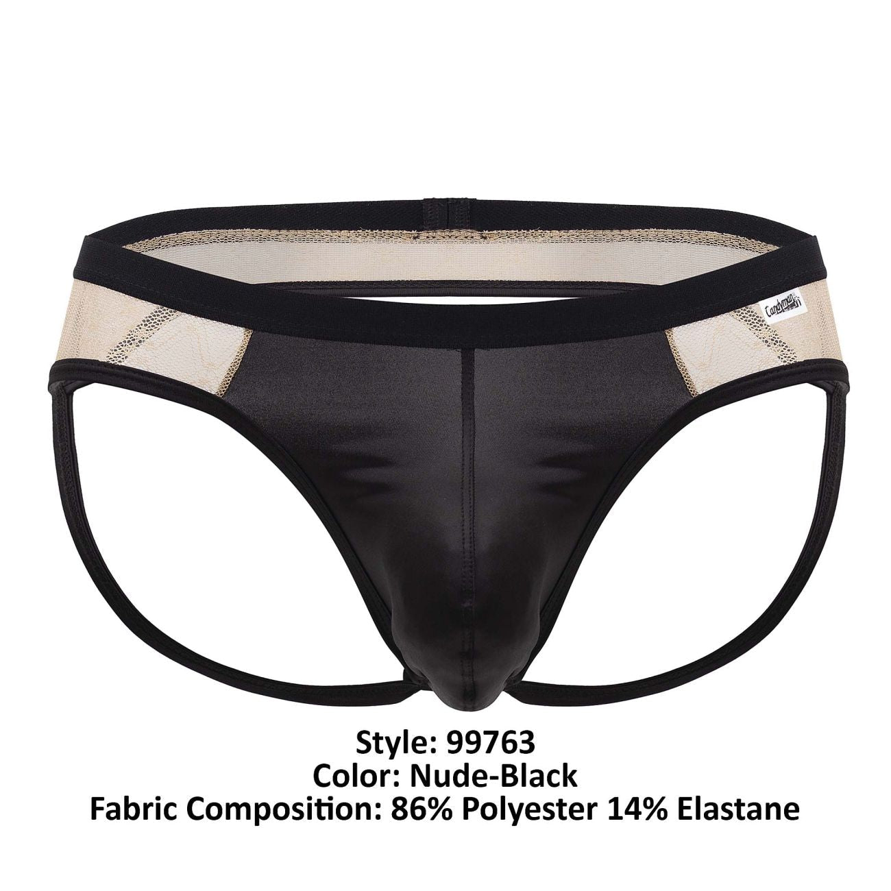 CandyMan 99763 Jockstrap aus Spitze, Farbe Nude-Schwarz