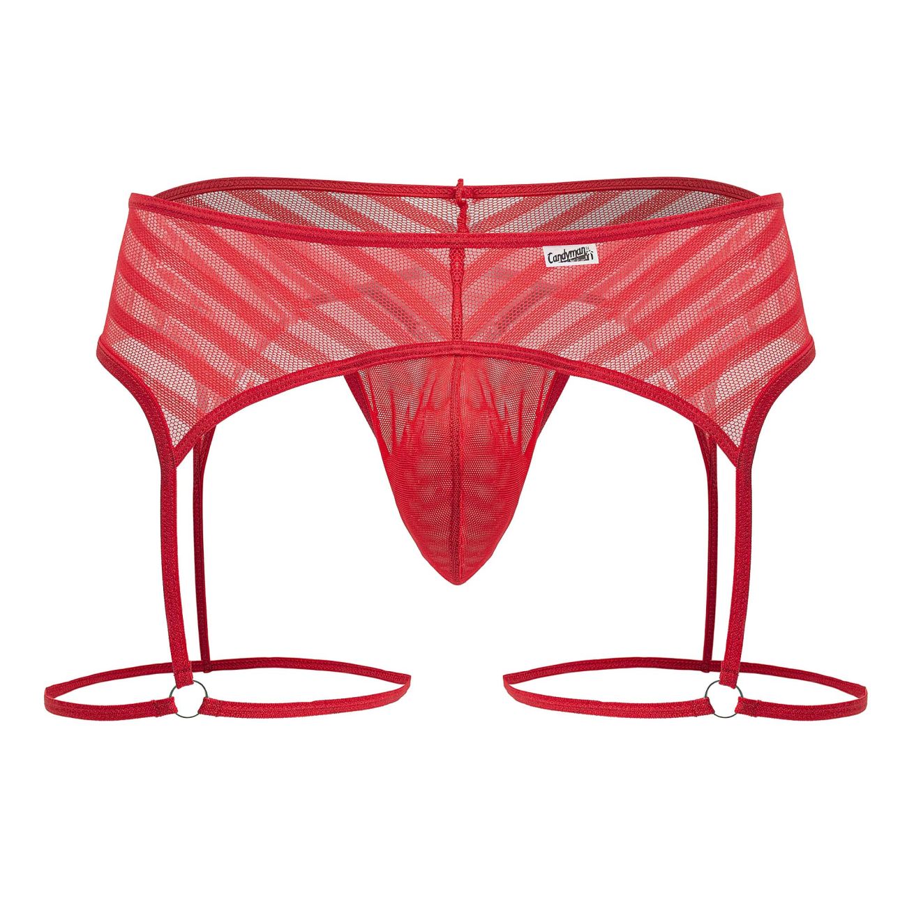 CandyMan 99792 Mesh Garter Thongs Color Red