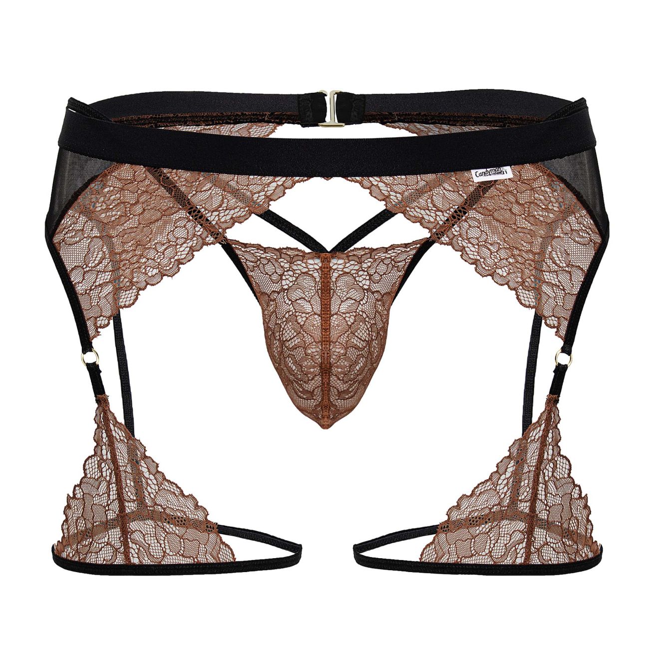 CandyMan 99854 Lace-Garter Outfit Color Black-Terracotta