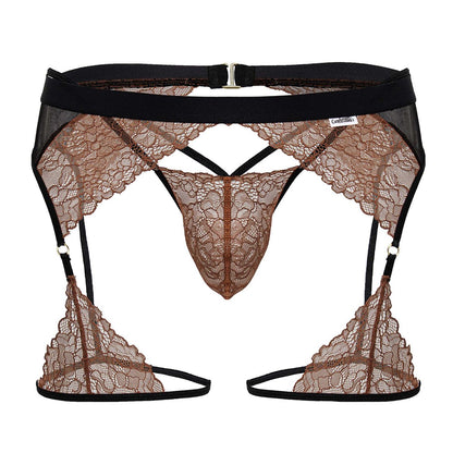 CandyMan 99854 Lace-Garter Outfit Color Black-Terracotta