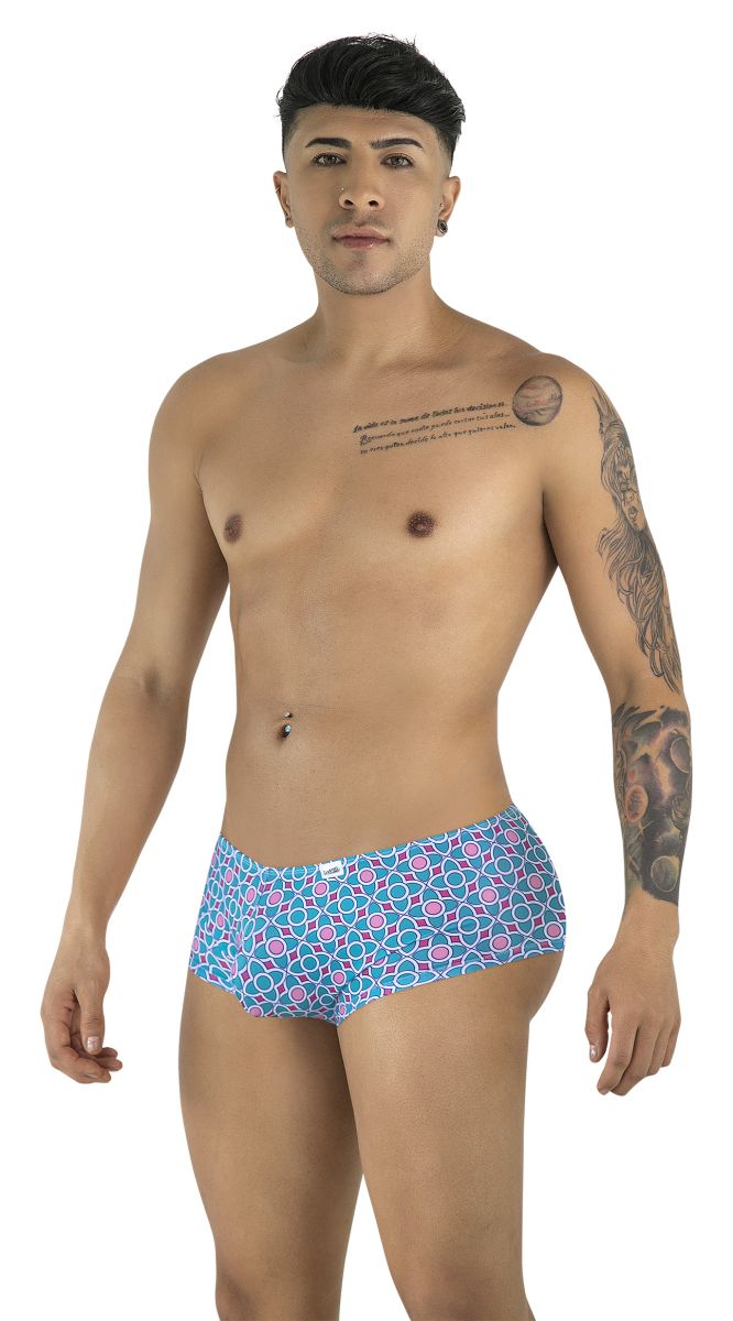 Candyman 99922 trunks color printed blue blue and pink geometric patterned briefs for comfortable everyday wear