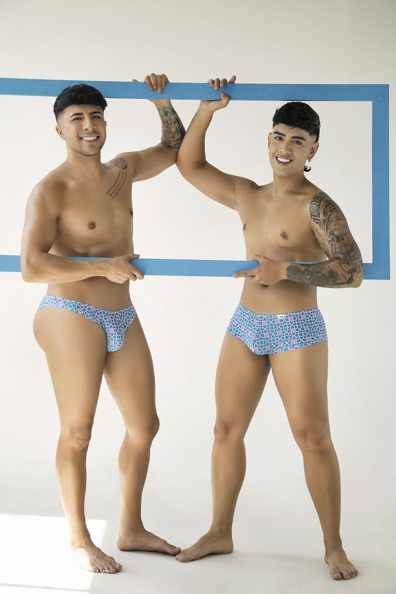 Blue and white patterned men’s briefs candyMan 99922 trunks color printed blue with breathable fabric for daily wear