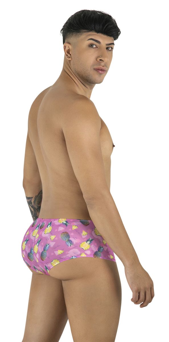 Pink CandyMan 99922 printed trunks featuring a pineapple pattern on soft men’s brief fabric