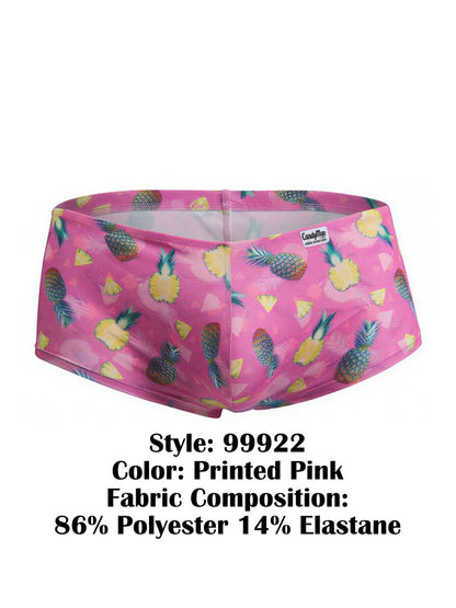 Pink printed CandyMan 99922 swim trunks with vibrant pineapple pattern made of 86 polyester 14 elastane