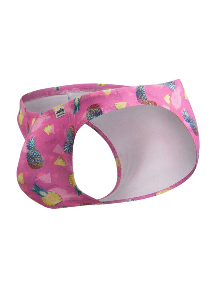 Pink pineapple-patterned men’s briefs candy man 99923 bikini color printed pink with vibrant tropical design