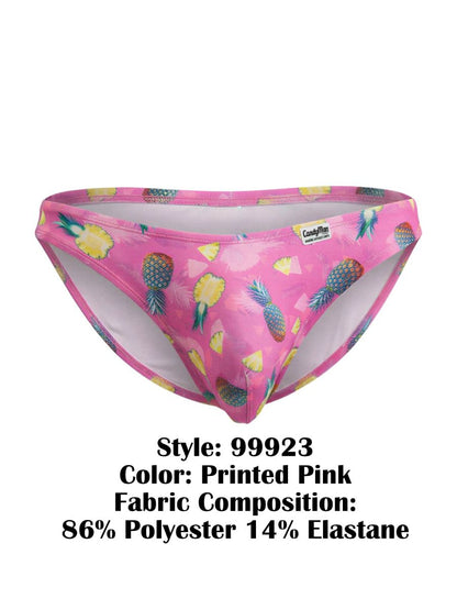 CandyMan 99923 bikini color printed pink briefs with pink pineapple print made from 86 polyester 14 elastane