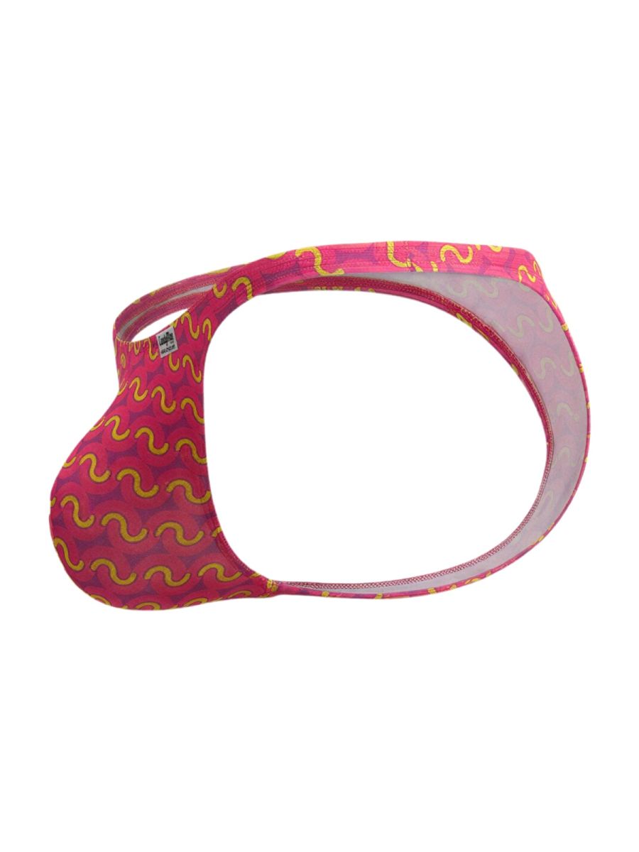 A vibrant pink and yellow patterned fuchsia printed men’s briefs with a snug form-fitting design candyMan 99924