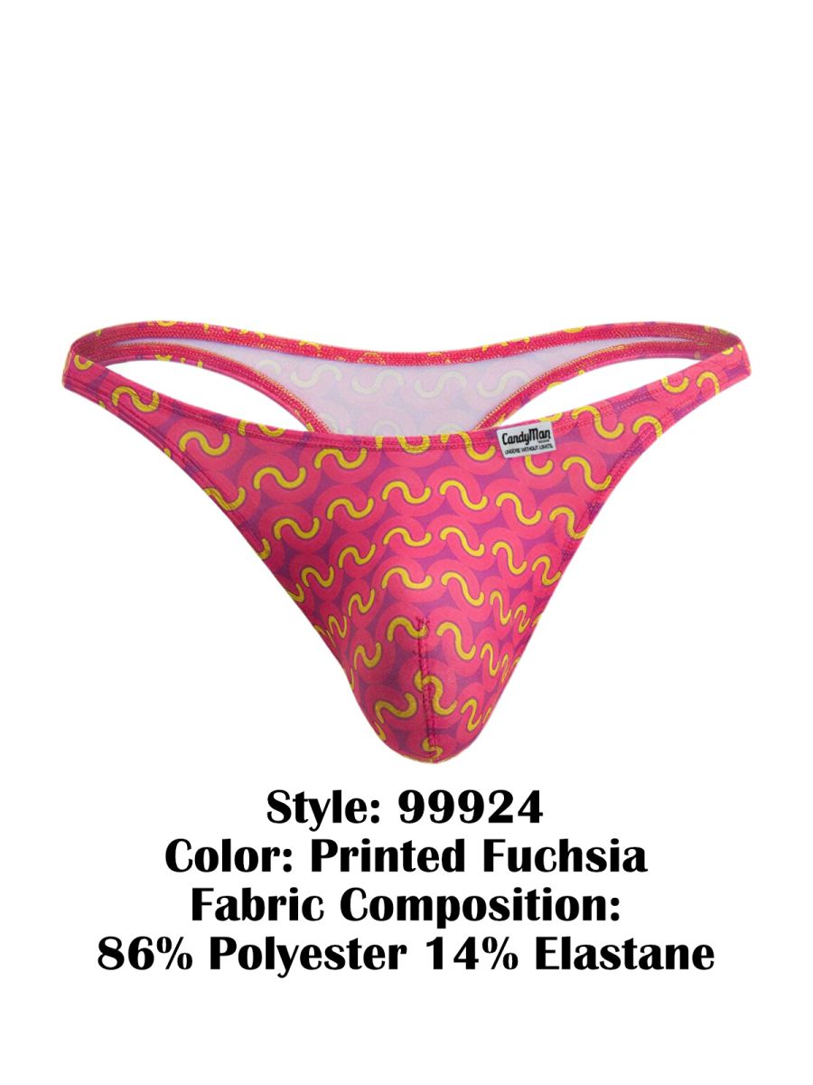 CandyMan 99924 thong printed fuchsia with yellow wavy pattern made of 86 polyester 14 elastane