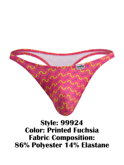 CandyMan 99924 thong printed fuchsia with yellow wavy pattern made of 86 polyester 14 elastane