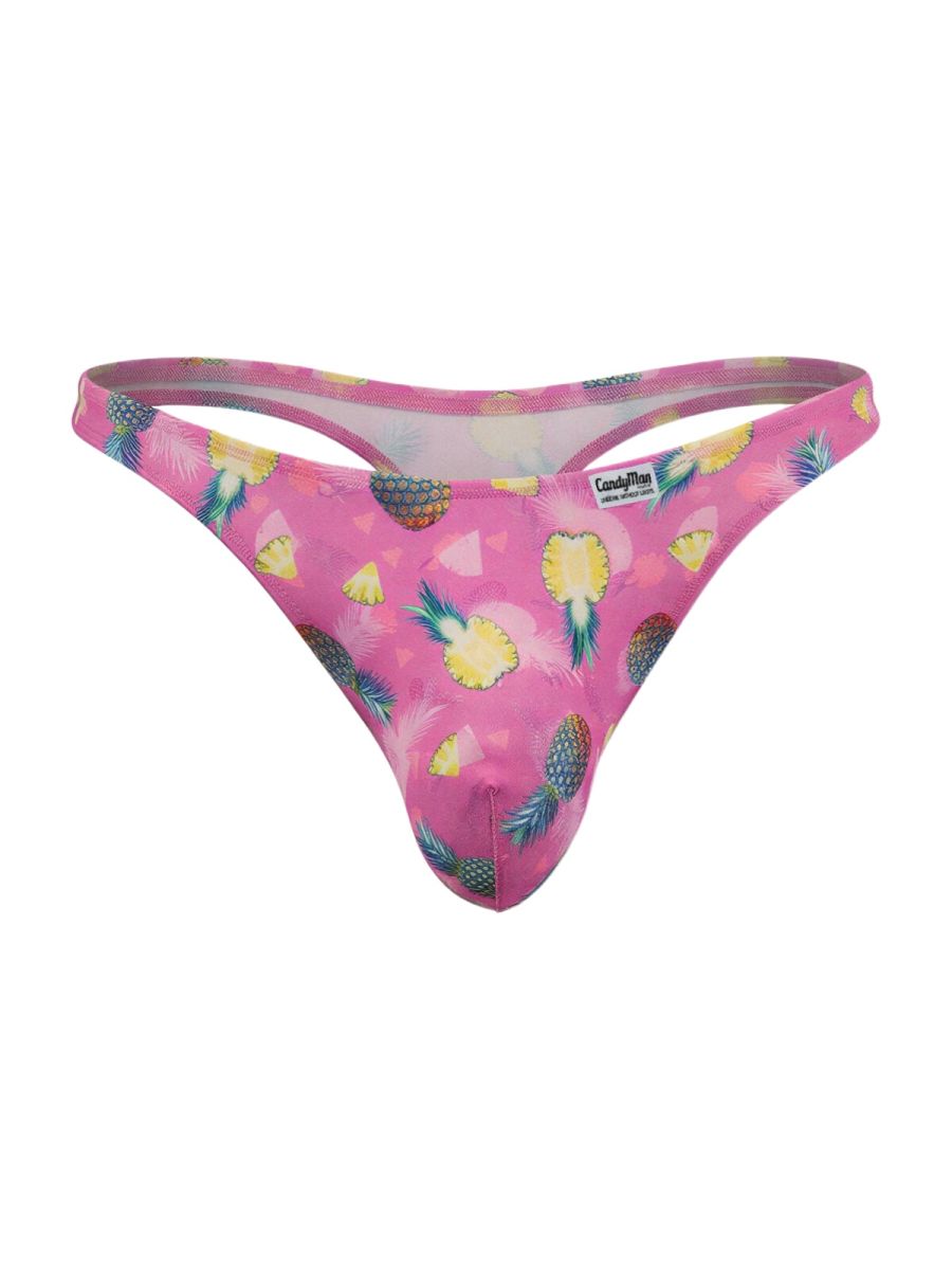 Pink pineapple-patterned thong by candyman in printed pink color for stylish intimate wear