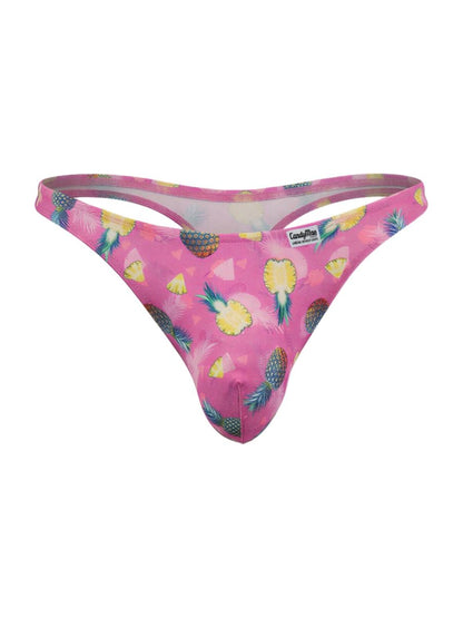 Pink pineapple-patterned thong by candyman in printed pink color for stylish intimate wear