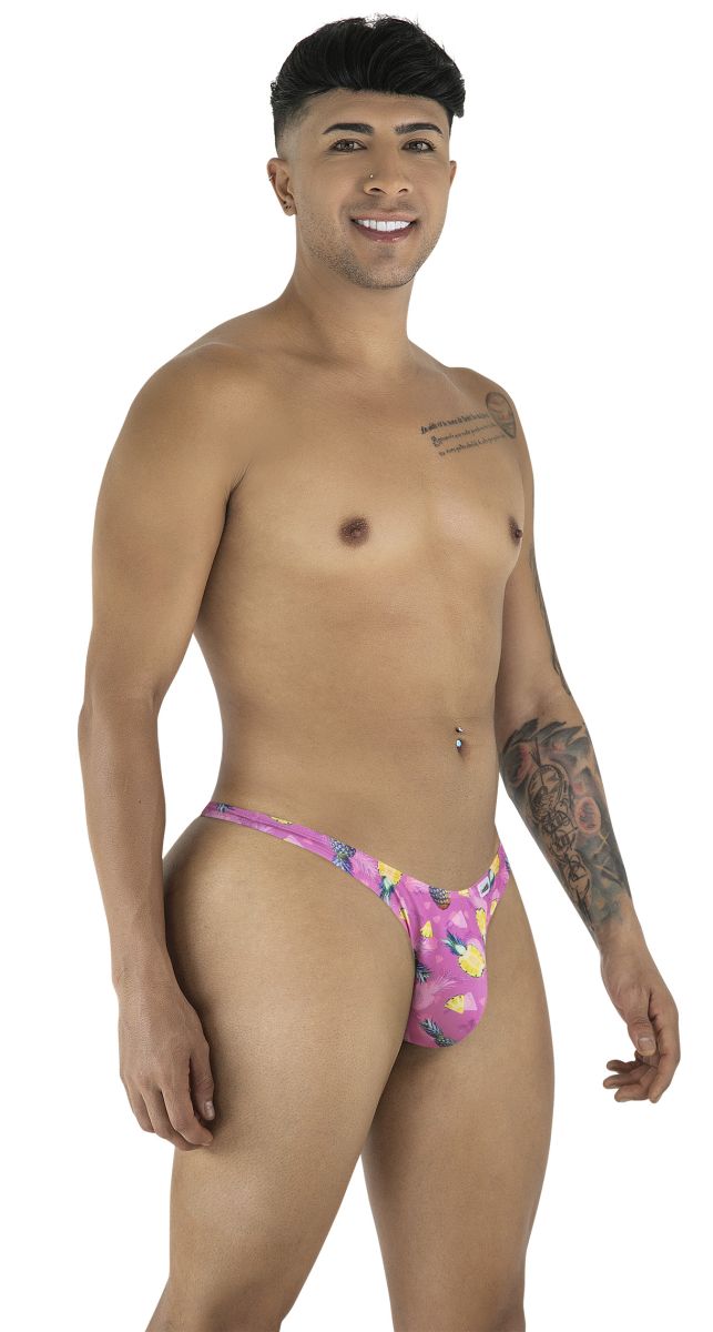 Pink candyMan 99924 thong with printed pineapple pattern made of soft fabric for comfortable wear