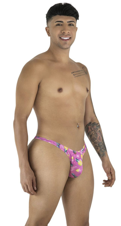 Pink candyMan 99924 thong with printed pineapple pattern made of soft fabric for comfortable wear