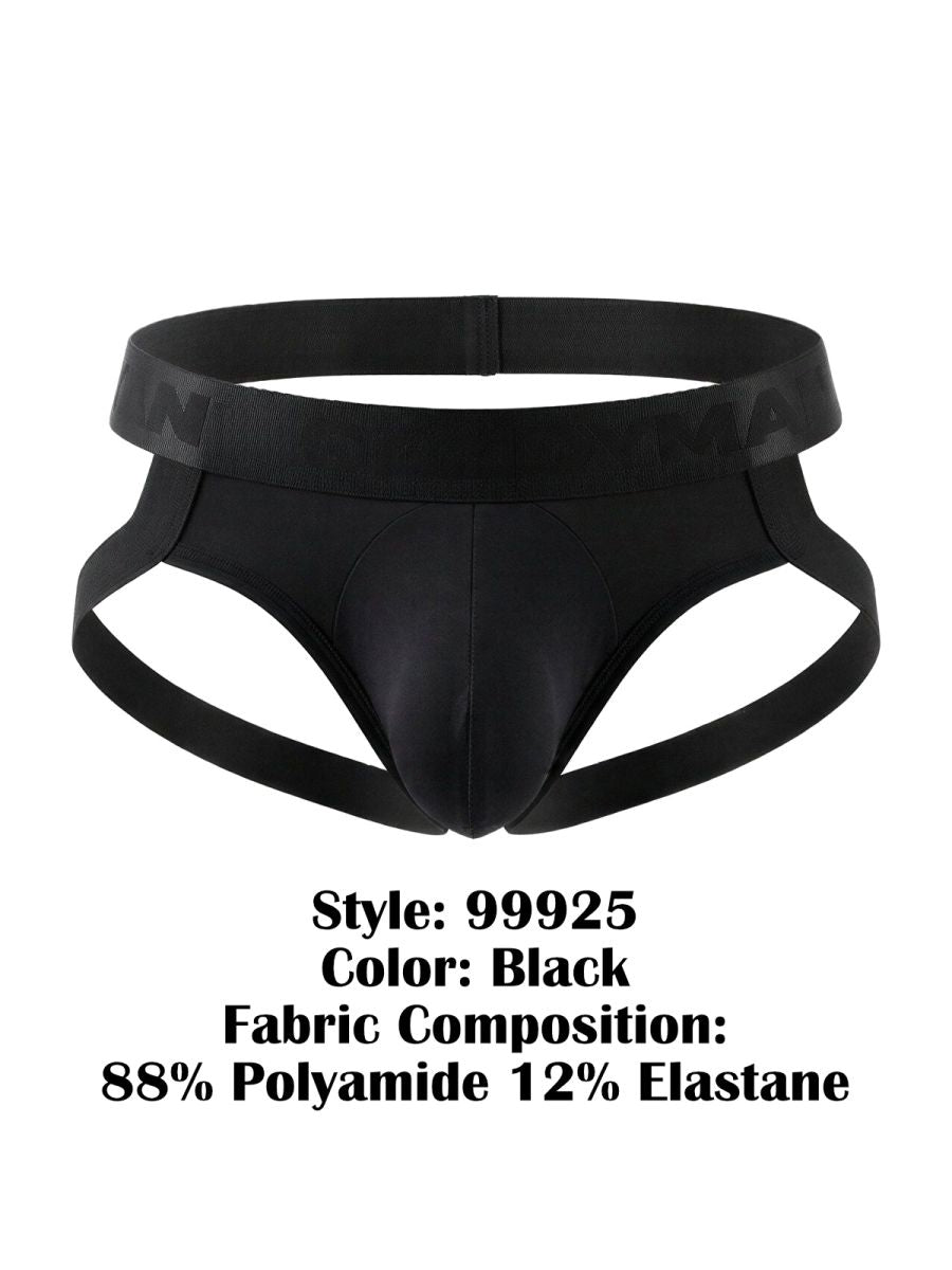 Black candyman 99925 jockstrap with sleek form-fitting design and supportive side straps for comfortable wear