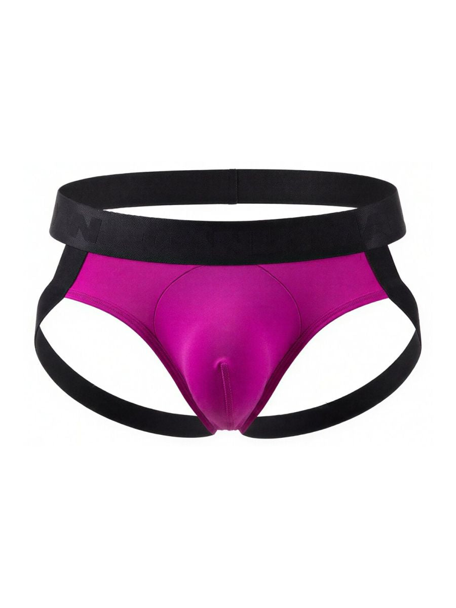 Vibrant magenta and black candyMan 99925 jockstrap with sleek form-fitting design athletic briefs front view