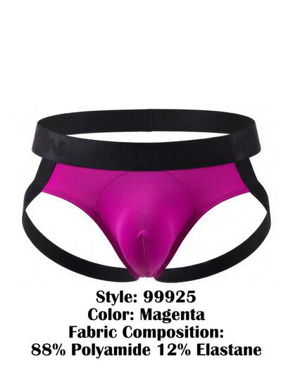CandyMan 99925 magenta men’s jockstrap briefs with black elastic waistband made of 88% polyamide 12% elastane