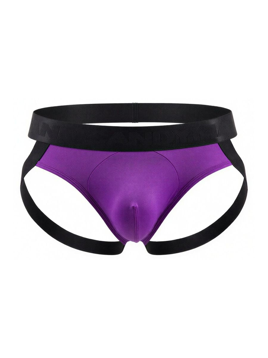 Purple and black form-fitting athletic briefs by CandyMan 99925 jockstrap color orchid with a sleek design