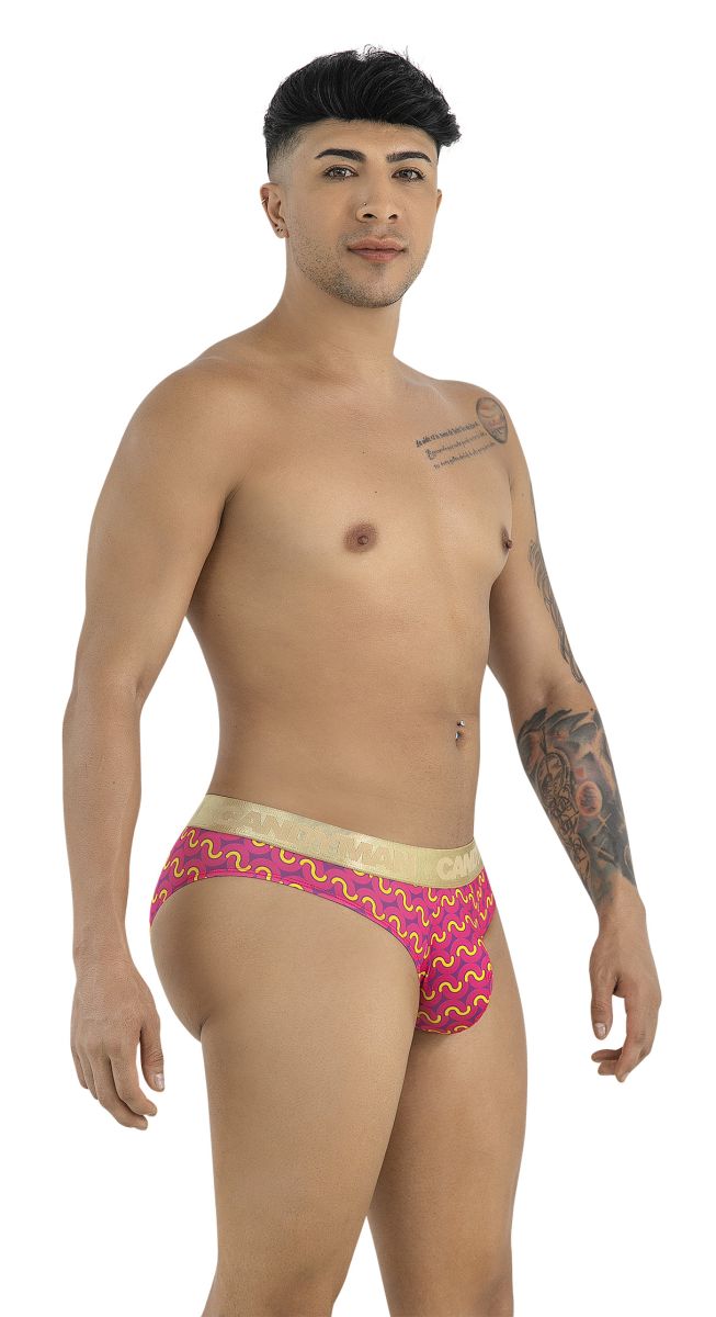 Pink and gold patterned CandyMan 99926 briefs with a metallic waistband made from printed fabric for stylish comfort