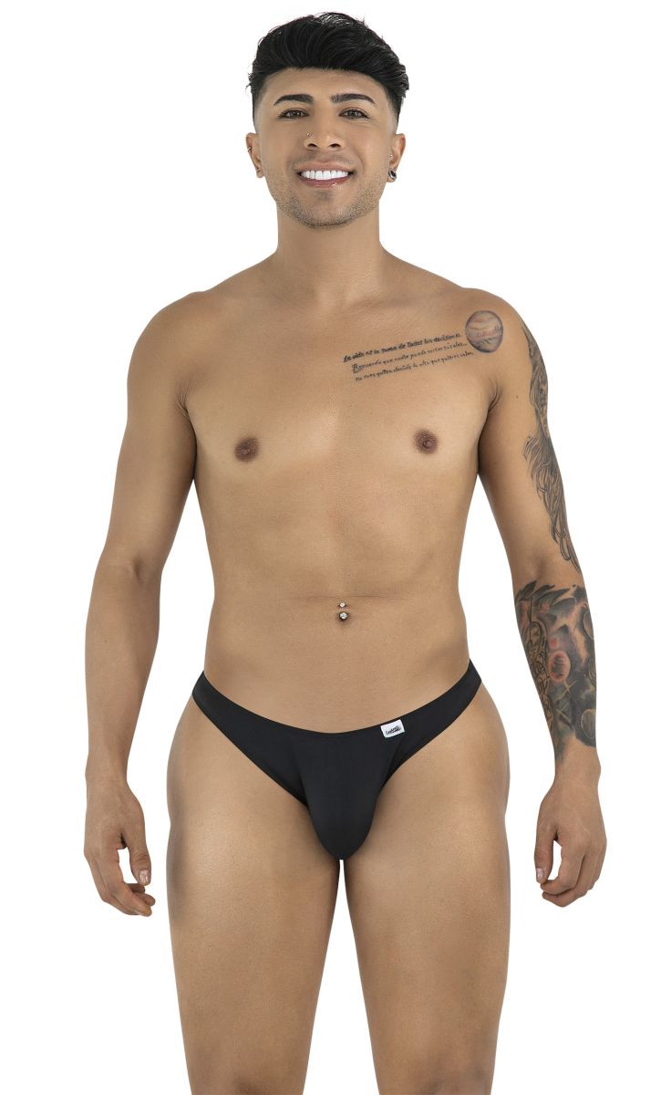 Black candyMan 99928 bikini briefs with a small white logo on the left hip ideal for everyday comfort
