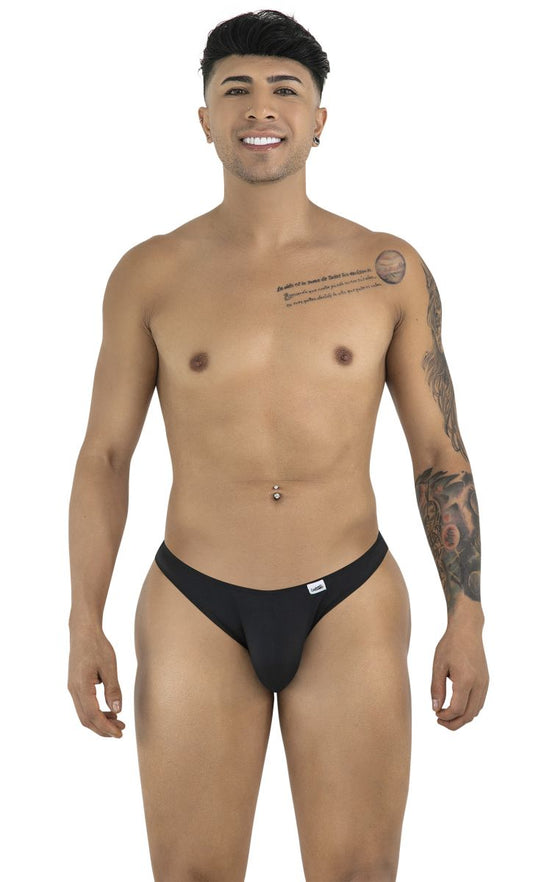 Black candyMan 99928 bikini briefs with a small white logo on the left hip ideal for everyday comfort