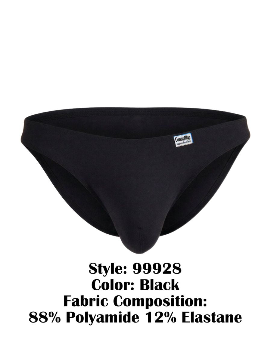 Black candyman 99928 bikini briefs in black made from 88 polyamide 12 elastane for comfortable fit