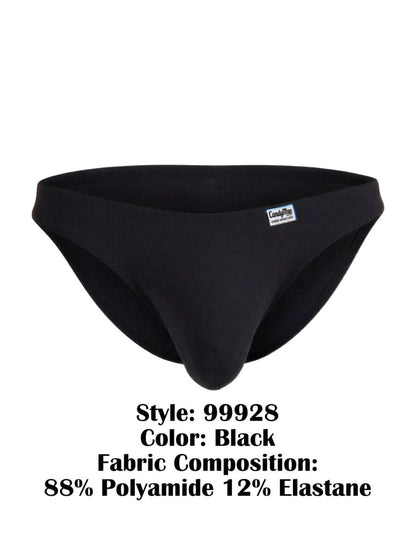 Black candyman 99928 bikini briefs in black made from 88 polyamide 12 elastane for comfortable fit