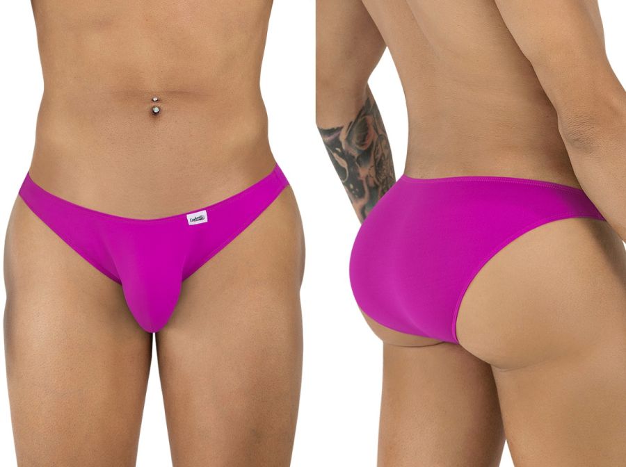 Vibrant fuchsia candyman 99928 men’s briefs with sleek form-fitting design and white brand tag at waistband