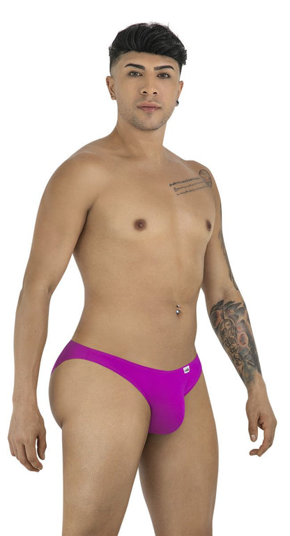 Vibrant purple magenta candyMan 99928 bikini briefs with sleek form fitting design and small brand logo on waistband