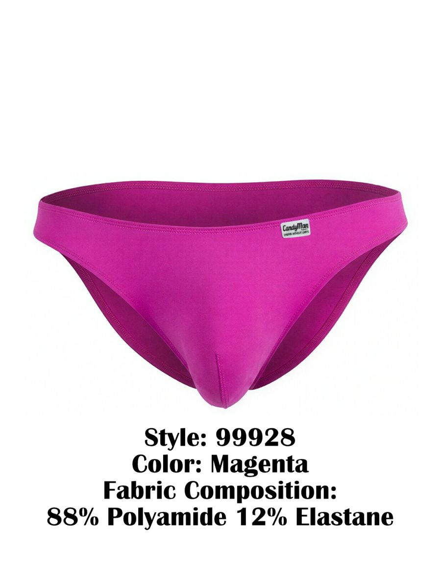 Magenta bikini bottom by candyman made of 88% polyamide 12% elastane with sleek form fitting design and branded waistband